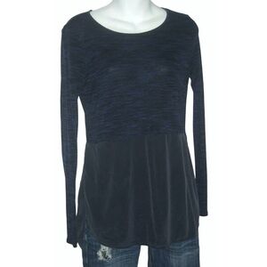 Vince Silk Blouse Navy Tunic Shirt Neiman Marcus Mixed Media Minimalist Preppy